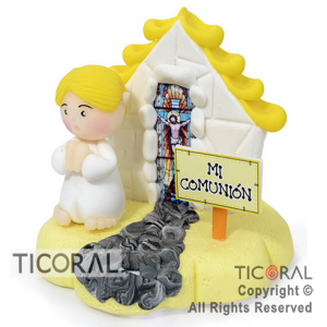 ADORNO CAPILLITA C/NENE MI COMUNION A. PORCELANA FRIA x 1